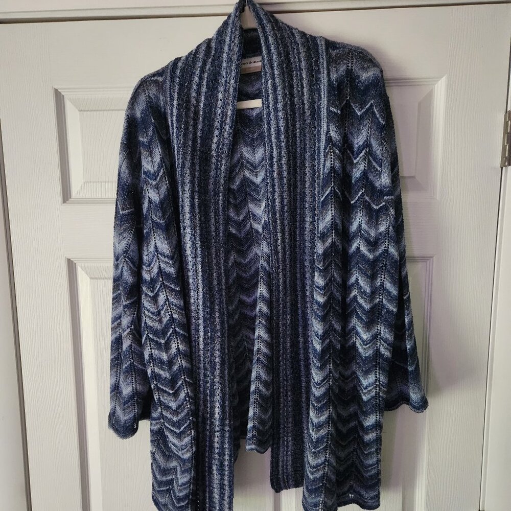 Women's Alfred Dunner Navy Blue Chevron Cardigan